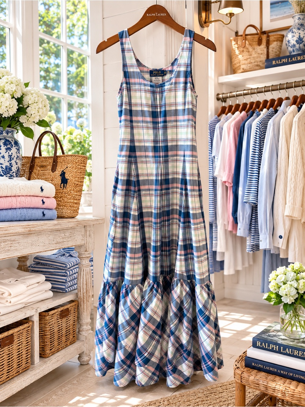 Polo Ralph Lauren Authentic Indian Madras Maxi Dress Size 10 Cotton